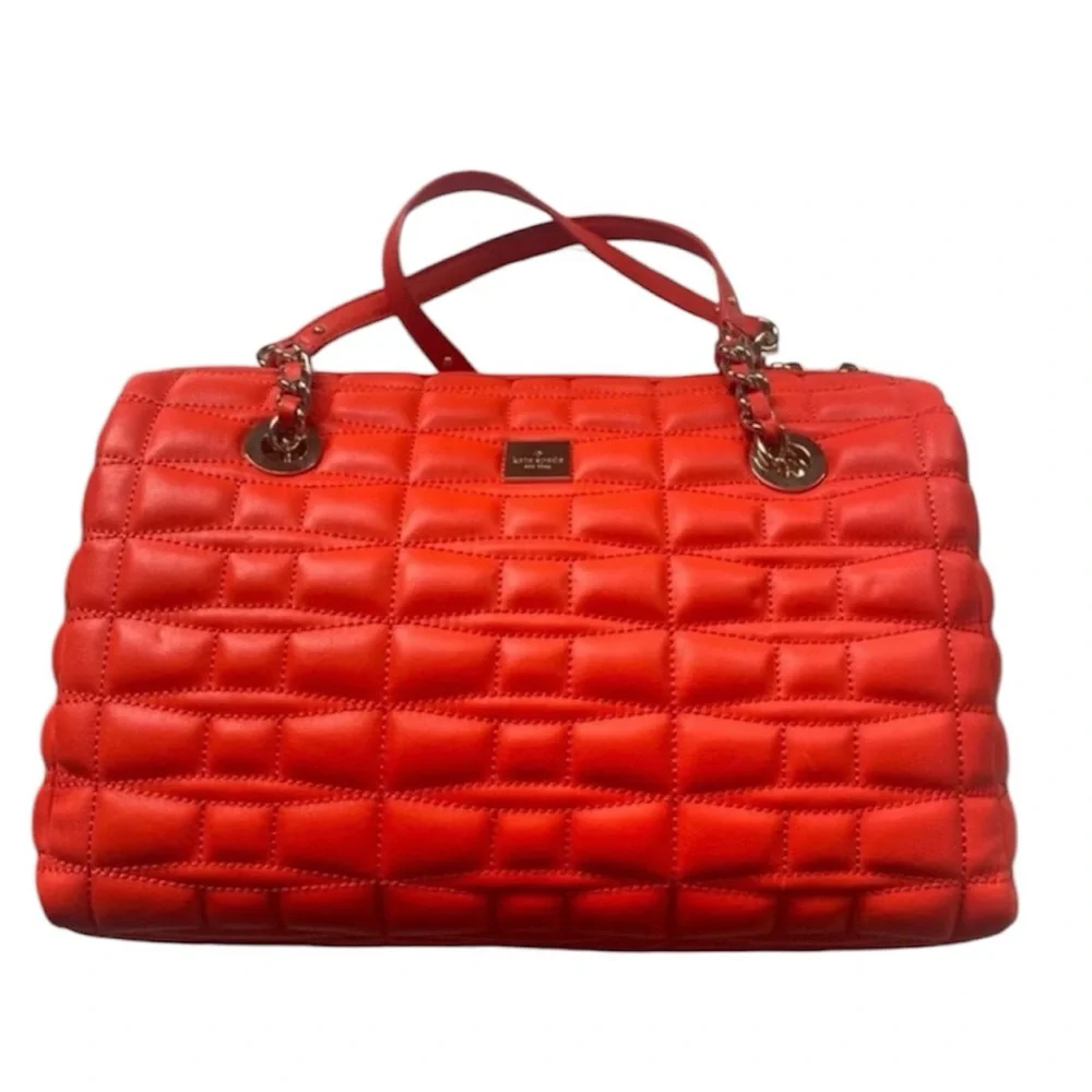 Kate Spade Quilted Leather “Maxie” Handbag in Flame Red. NWT, Original Dustbag